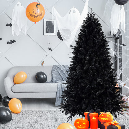 NIGSQJB 4-5-6-7-7.5-8-9ft Black Christmas Tree with White LED Lights
