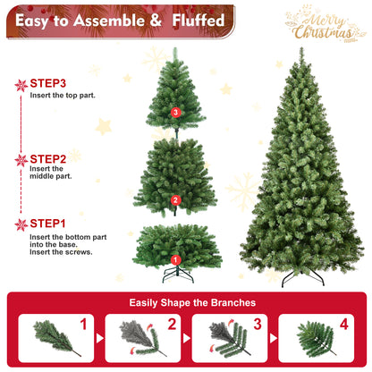 NIGSQJB 5-6-7-8-9ft Pre-Lit PVC Christmas Tree with UL Lights & Tips & Auto-Unfold Memory Wire