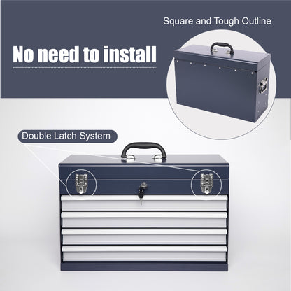 NIGSQJB 20" Portable Metal Tool Box with 5-Layers 4 Drawers, Antique Grey