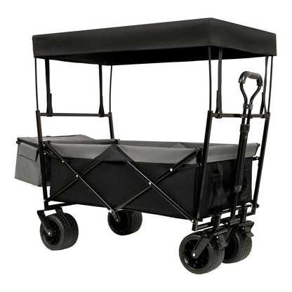 NIGSQJB 480Lbs Collapsible Shopping Cart with Canopy, Mosquito Net & 7" All-Terrain Wheels