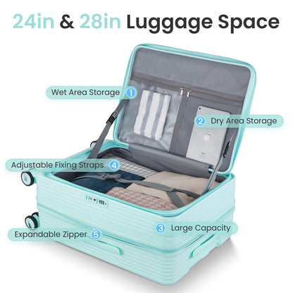 NIGSQJB Luggage Sets 3Pcs with TSA Lock & Double Wheels &  PVC Cover (20-24-28in)