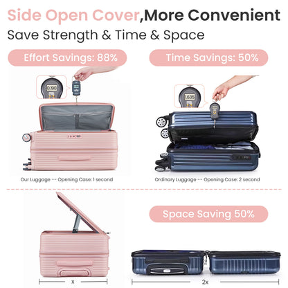 NIGSQJB Luggage Sets 3Pcs with PVC Cover & TSA Lock & Double Wheels(20-24-28in)