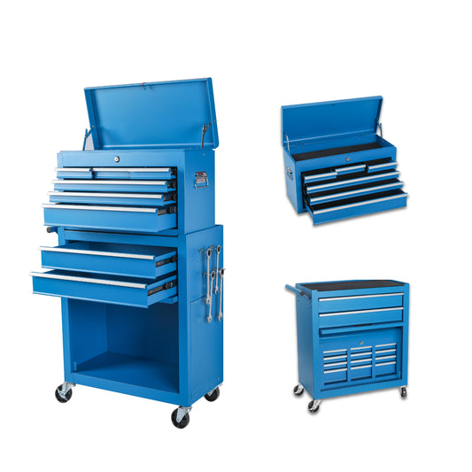 NIGSQJB 8-Drawers Tool Chest with Lockable Wheels  Detachable Top & Side Hook