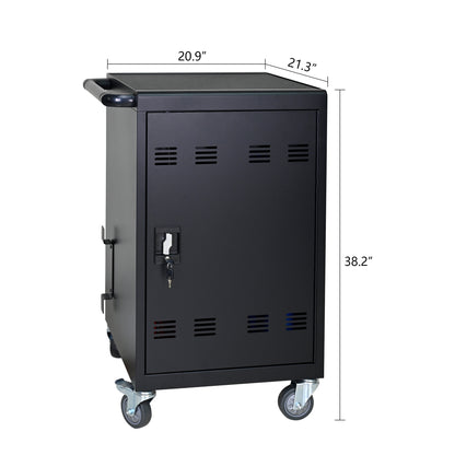 NIGSQJB 32-Device Mobile Charging Station for Chromebook, ipads,Laptop and Tablets, Lockable Charging Cabinet with Cable Management Dividers, Cable Clips, Storage Compartment & Removable Door, Black