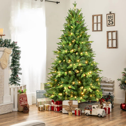 NIGSQJB 5-6-7-8-9ft Pre-Lit Christmas Tree with Warm White LED Lights & Tips