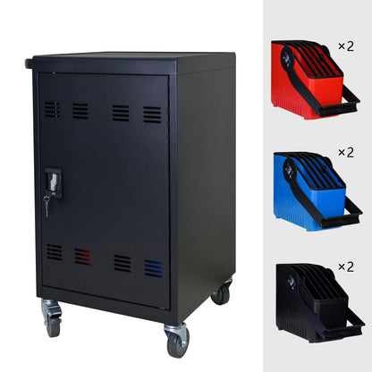 NIGSQJB 32-Device Mobile Charging Station for Chromebook, ipads,Laptop and Tablets, Lockable Charging Cabinet with Cable Management Dividers, Cable Clips, Storage Compartment & Removable Door, Black