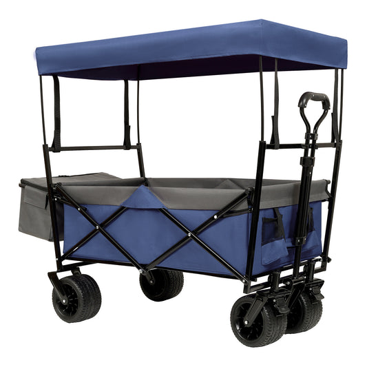 NIGSQJB 480Lbs Collapsible Shopping Cart with Canopy, Mosquito Net & 7" All-Terrain Wheels