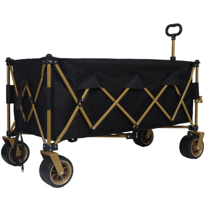 NIGSQJB 51" Extra Long Large Heavy-Duty Foldable Utility Shopping Wagon Cart Black