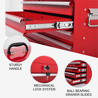 NIGSQJB 20" Portable Metal Tool Box with 5-Layers 4 Drawers,Red