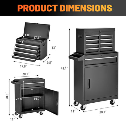 NIGSQJB 2-In-1 Rolling Tool Chest with 5-Drawers