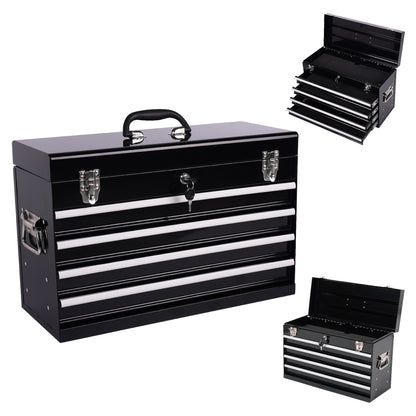 NIGSQJB 20" Portable Metal Tool Box with 5-Layers 4 Drawers,Black