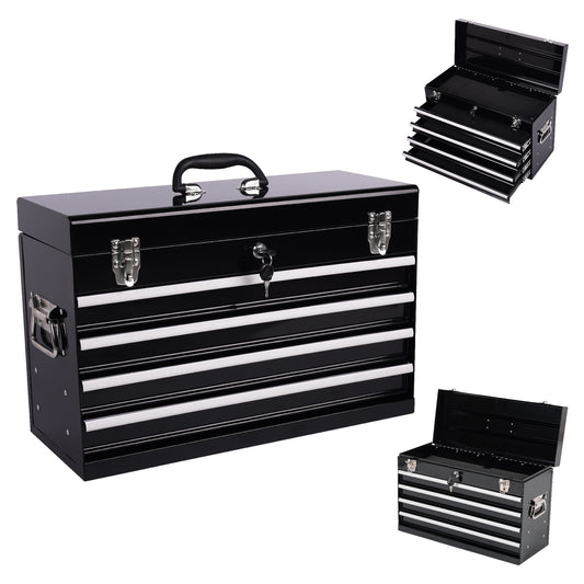 NIGSQJB 20" Portable Metal Tool Box with 5-Layers 4 Drawers,Black