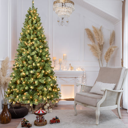 NIGSQJB 5-6-7-8-9ft Pre-Lit PVC Christmas Tree with UL Lights & Tips & Auto-Unfold Memory Wire