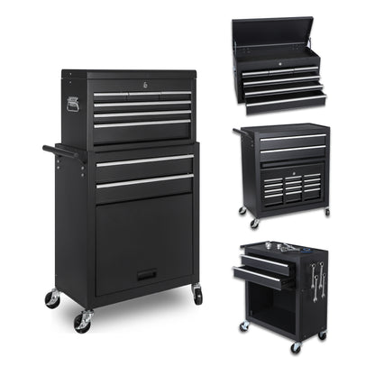 NIGSQJB 8-Drawers Tool Chest with Lockable Wheels  Detachable Top & Side Hook
