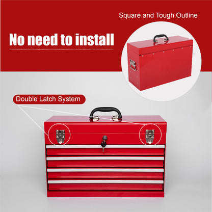 NIGSQJB 20" Portable Metal Tool Box with 5-Layers 4 Drawers,Red