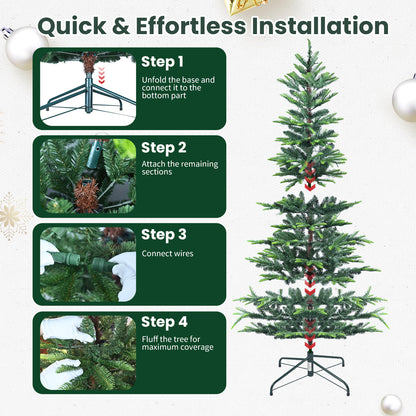 NIGSQJB 4-5-6-7ft Christmas Tree with Warm White LED Lights & PE+PVC Tips