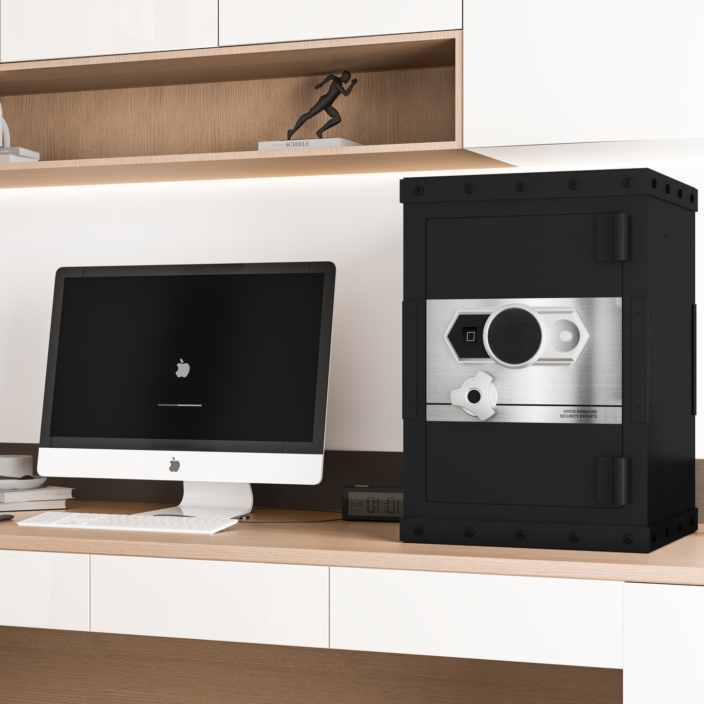 NIGSQJB 3 Unlock Way Safe Storage Cabinet, 24.4x16.5x14.9″ Steel Safe Box Storage Locker for Home, Office, School, Black