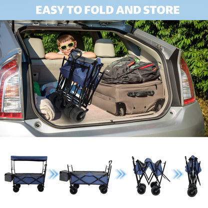 NIGSQJB 480Lbs Collapsible Shopping Cart with Canopy, Mosquito Net & 7" All-Terrain Wheels