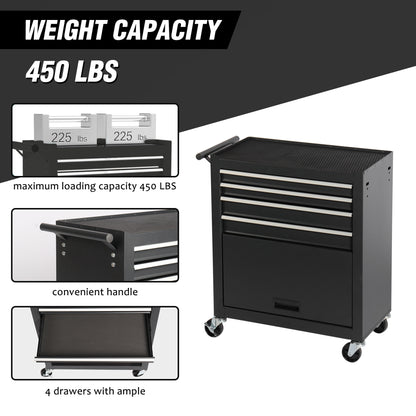 NIGSQJB 4-Drawer Rolling Tool Chest with Wheels & Locking, Black