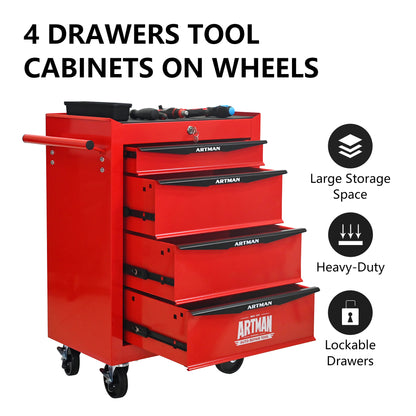 NIGSQJB 30.5"H Rolling Tool Chest with 4-5-6-7 Drawers, Red