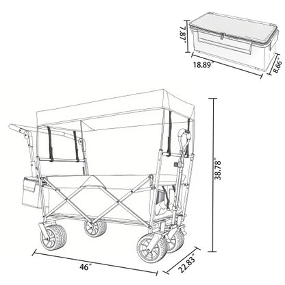 NIGSQJB 480lbs Versatility Shopping Cart with 7"x4"  Large Wheels&Drink Holders&Removable Canopy