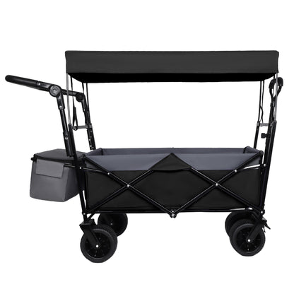 NIGSQJB 480lbs Versatility Shopping Cart with 7"x4"  Large Wheels&Drink Holders&Removable Canopy