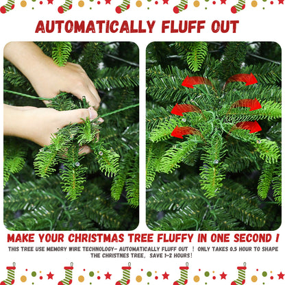 NIGSQJB 4-5-6-7ft Christmas Tree with Warm White LED Lights & PE+PVC Tips