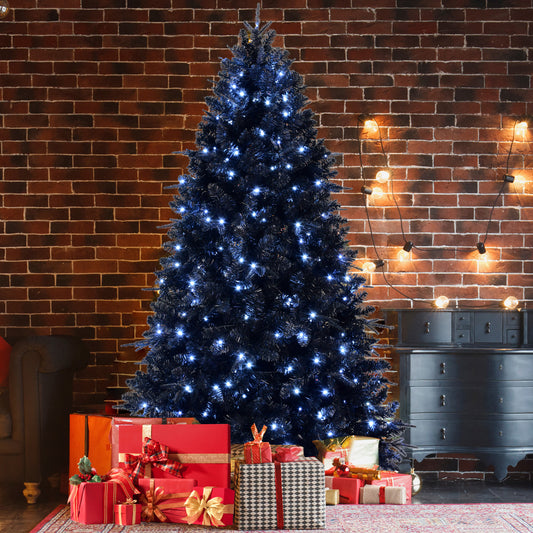 NIGSQJB 4-5-6-7-7.5-8-9ft Black Christmas Tree with White LED Lights