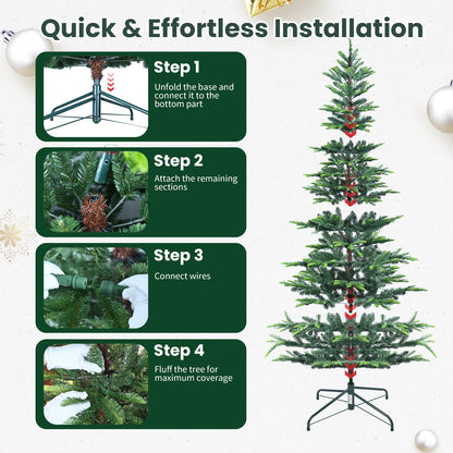 NIGSQJB 4-5-6-7ft Christmas Tree with Warm White LED Lights & PE+PVC Tips