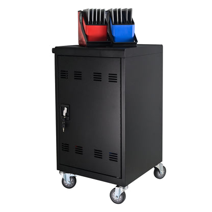 NIGSQJB 32-Device Mobile Charging Station for Chromebook, ipads,Laptop and Tablets, Lockable Charging Cabinet with Cable Management Dividers, Cable Clips, Storage Compartment & Removable Door, Black