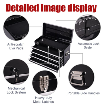 NIGSQJB 20" Portable Metal Tool Box with 5-Layers 4 Drawers,Black