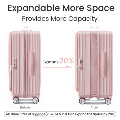 NIGSQJB Luggage Sets 3Pcs with PVC Cover & TSA Lock & Double Wheels(20-24-28in)