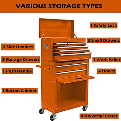 NIGSQJB 2-In-1 43.1"H Rolling Tool Chest with 8 Drawers