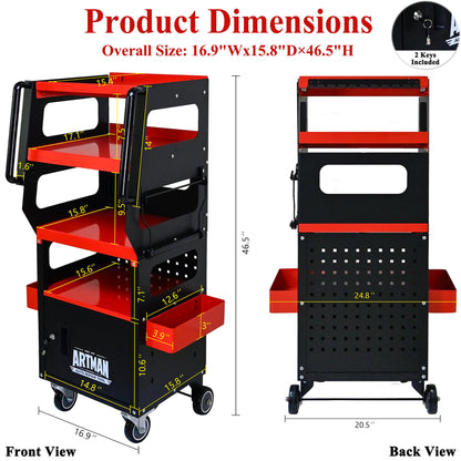 NIGSQJB 4-Tier Multifunctional Tool Chest Cart on Wheels