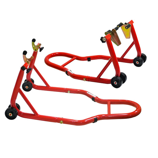 NIGSQJB 440Lbs Motorcycle Stands Front Rear Wheels Lift Combo with U+L Adjustable Swingarm Spool